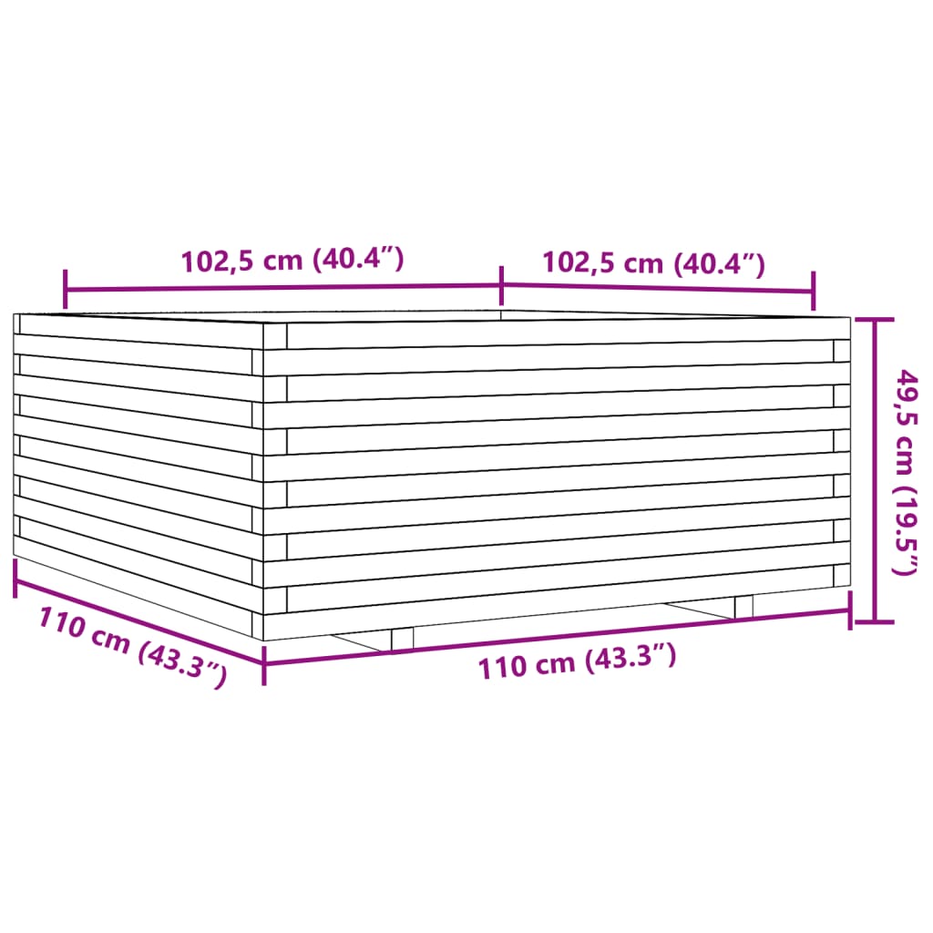 vidaXL Plantenbak 110x110x49,5 cm geïmpregneerd grenenhout