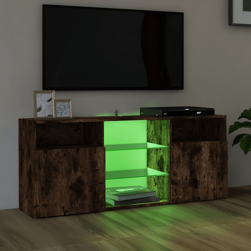 vidaXL Tv-meubel met LED-verlichting 120x30x50 cm gerookt eikenkleurig
