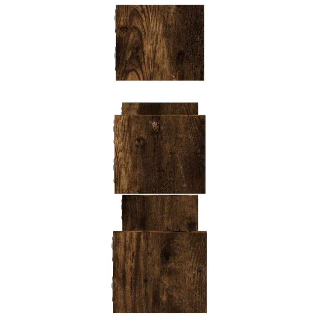vidaXL 3-delige Wandschappenset met stangen bewerkt hout gerookt eiken