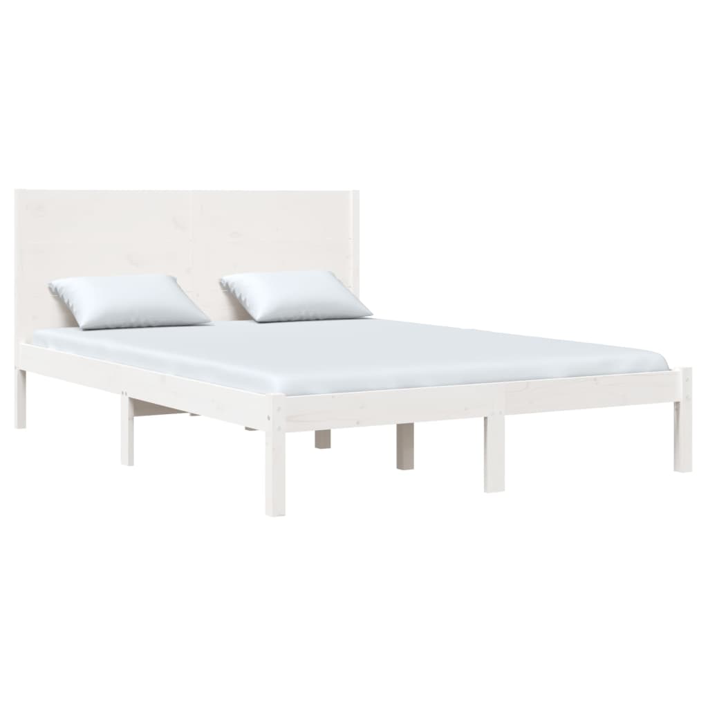 vidaXL Bedframe massief grenenhout wit 90x200 cm