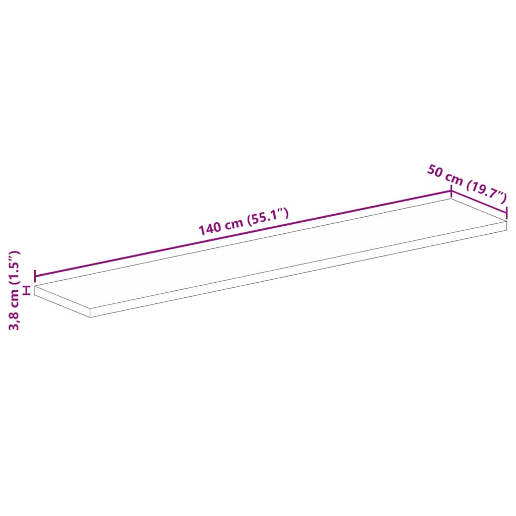 vidaXL Tafelblad rechthoekig 140x50x3,8 cm massief gerecycled hout