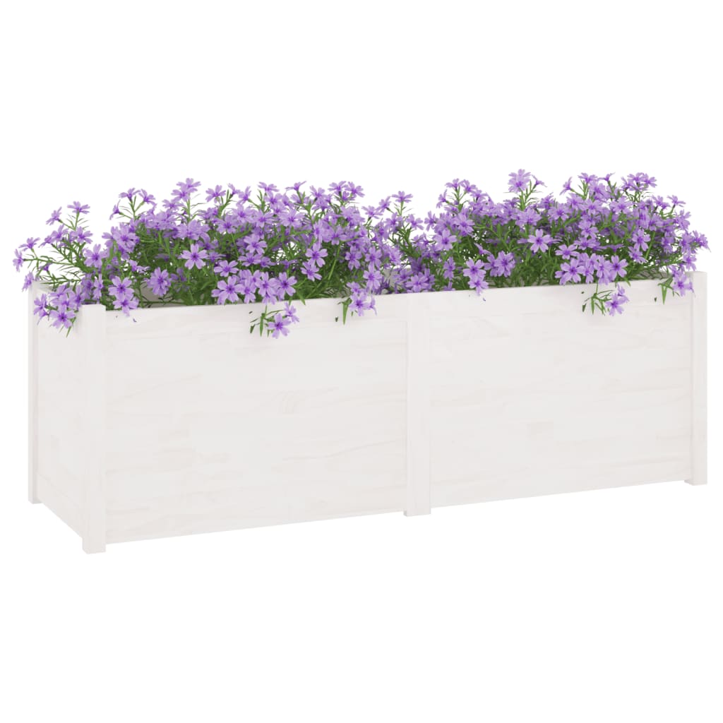 vidaXL Plantenbak 150x50x50 cm massief grenenhout wit