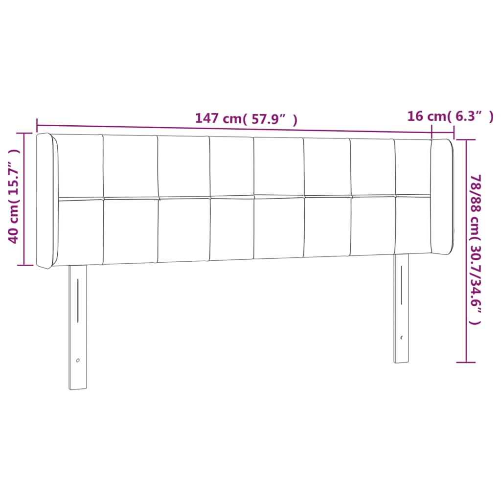 vidaXL Hoofdbord met randen 147x16x78/88 cm stof blauw