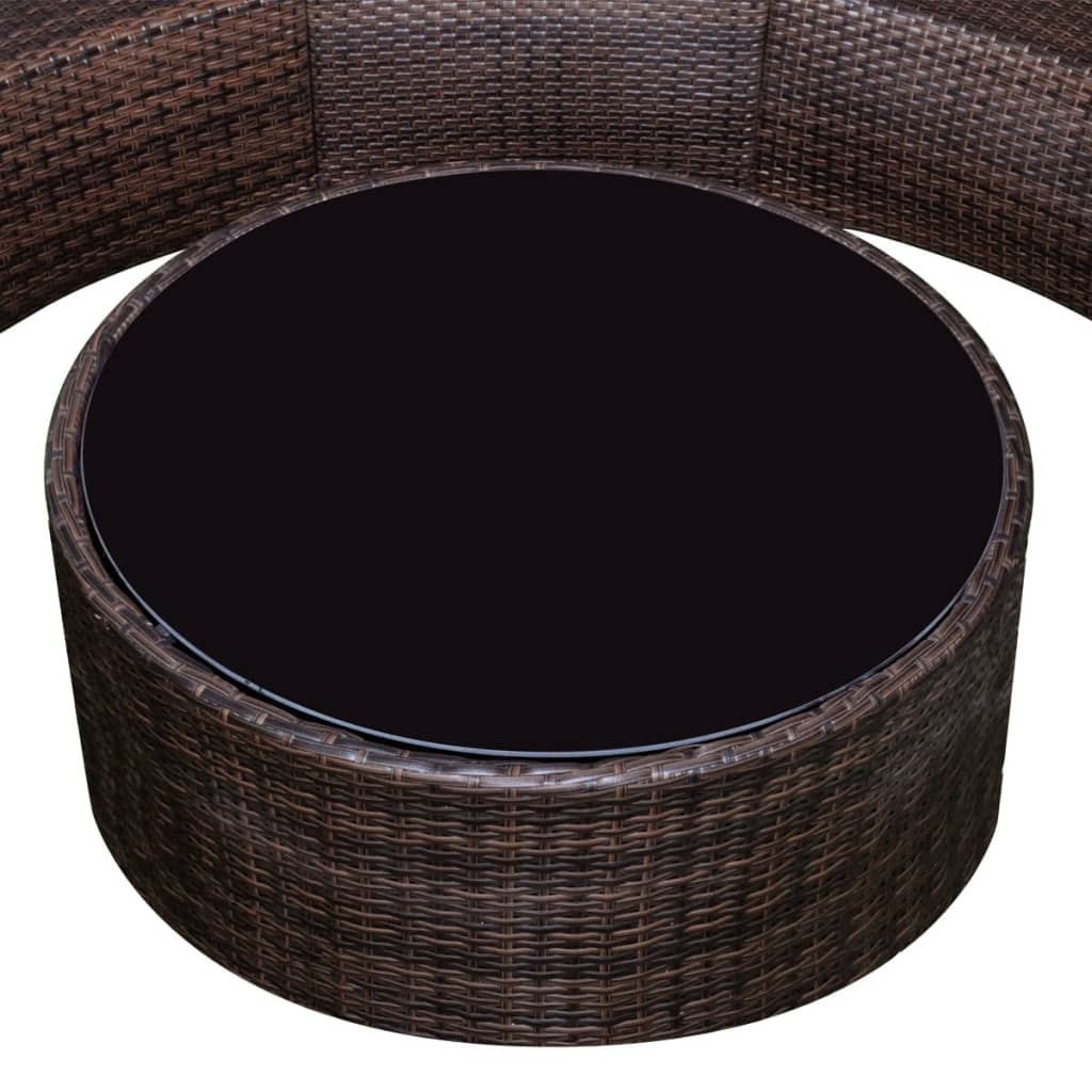 vidaXL 6-delige Loungeset met kussens poly rattan bruin