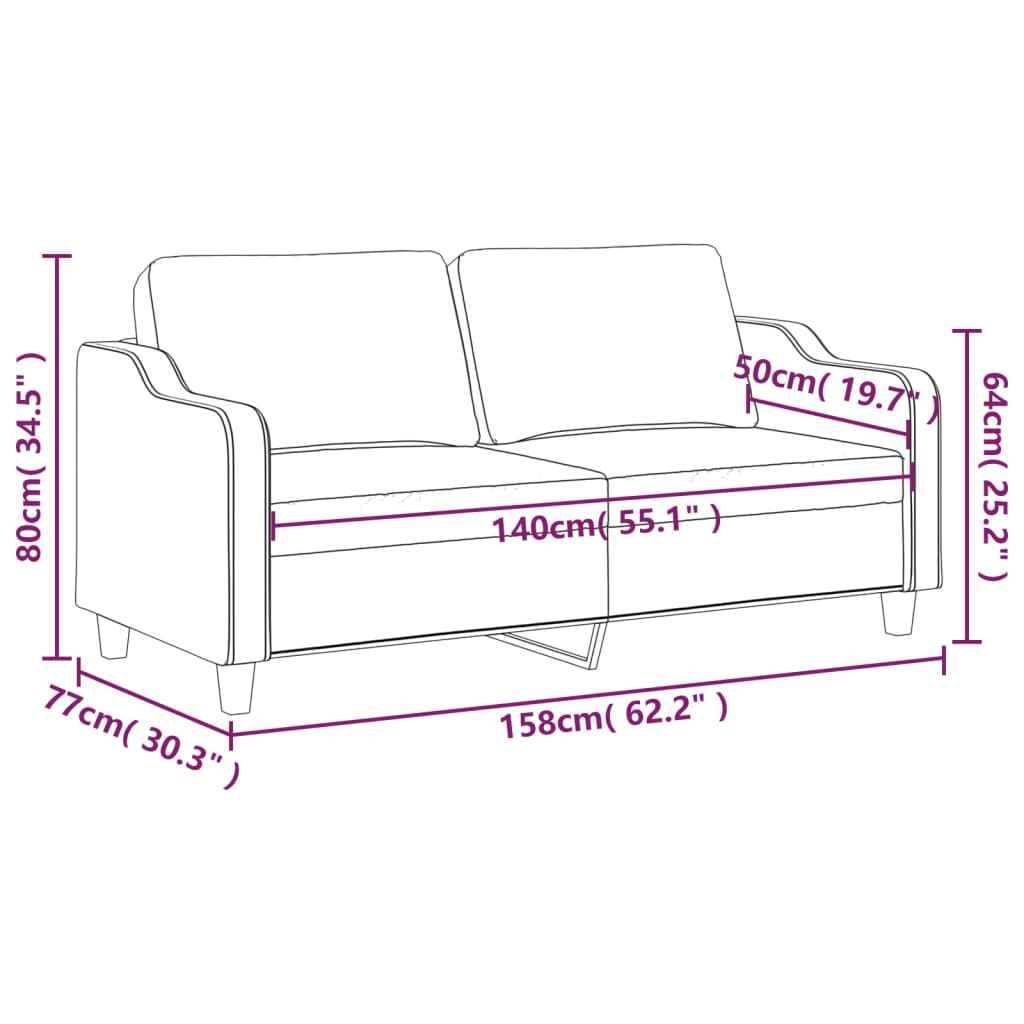 vidaXL Tweezitsbank 140 cm stof wijnrood