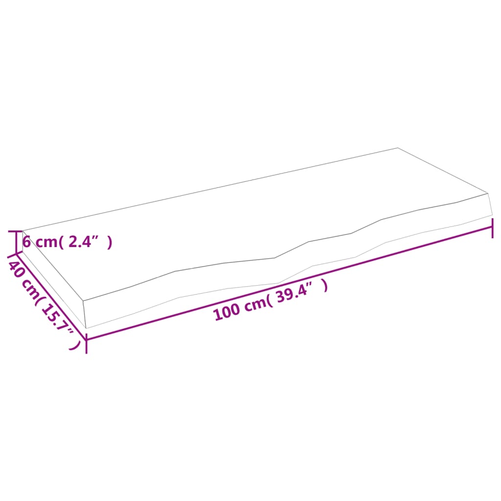 vidaXL Wastafelblad 100x40x(2-6) cm behandeld massief hout donkerbruin