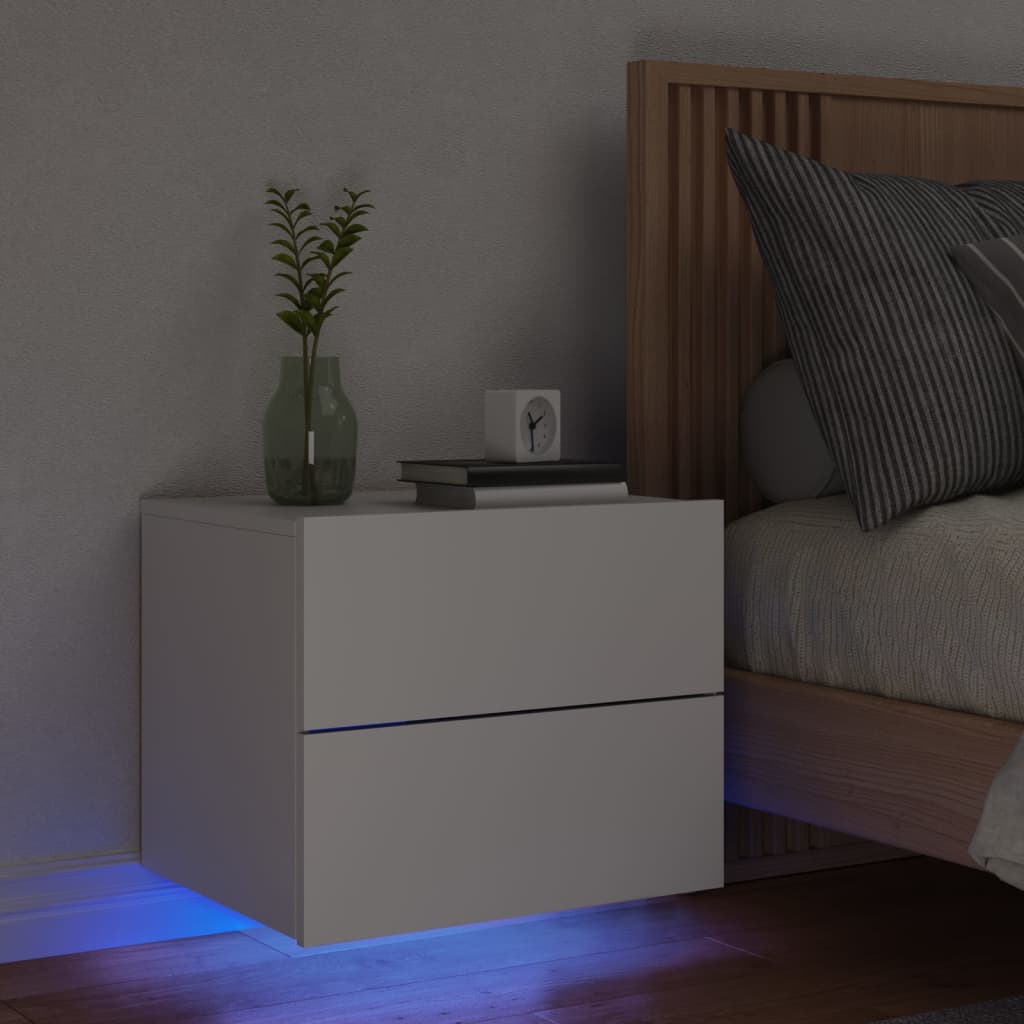 vidaXL Nachtkastje met LED-verlichting wandgemonteerd wit