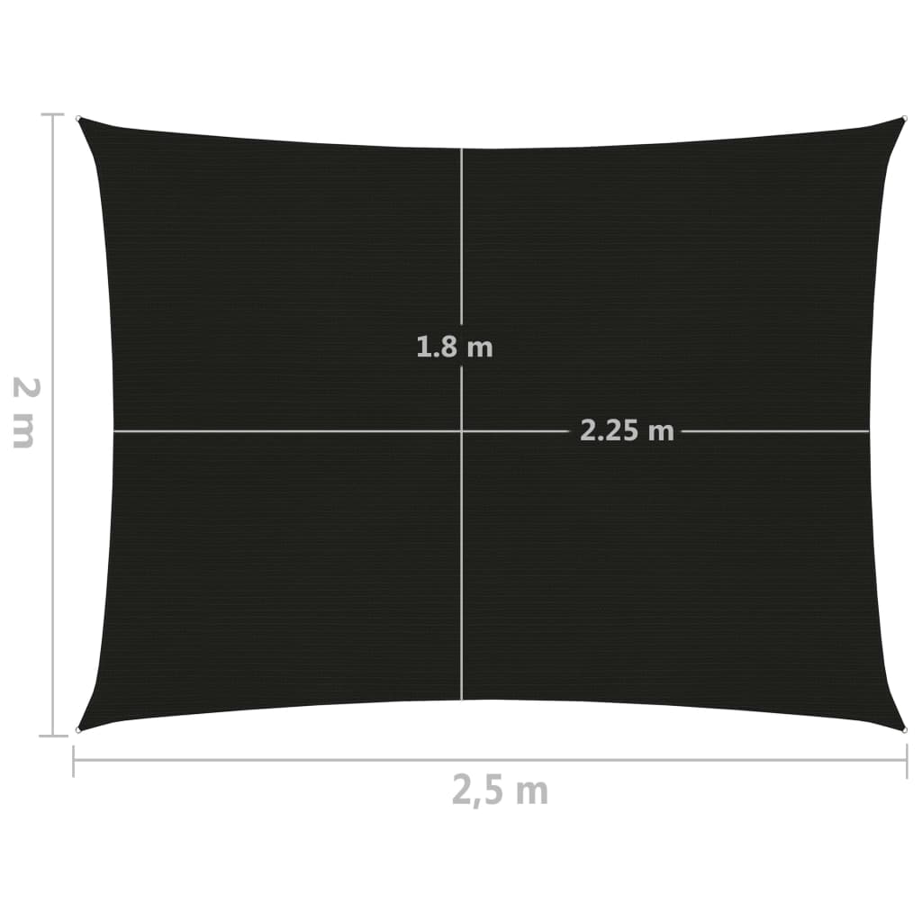 vidaXL Zonnezeil 160 g/m² 2x2,5 m HDPE zwart