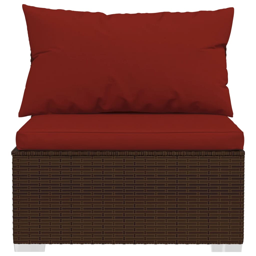 vidaXL 12-delige Loungeset met kussens poly rattan bruin