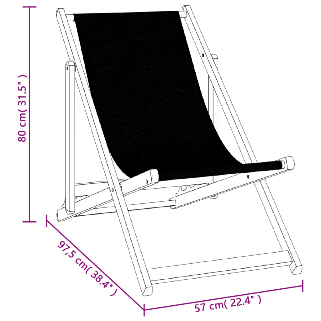 vidaXL Strandstoelen inklapbaar 2 st aluminium en textileen zwart