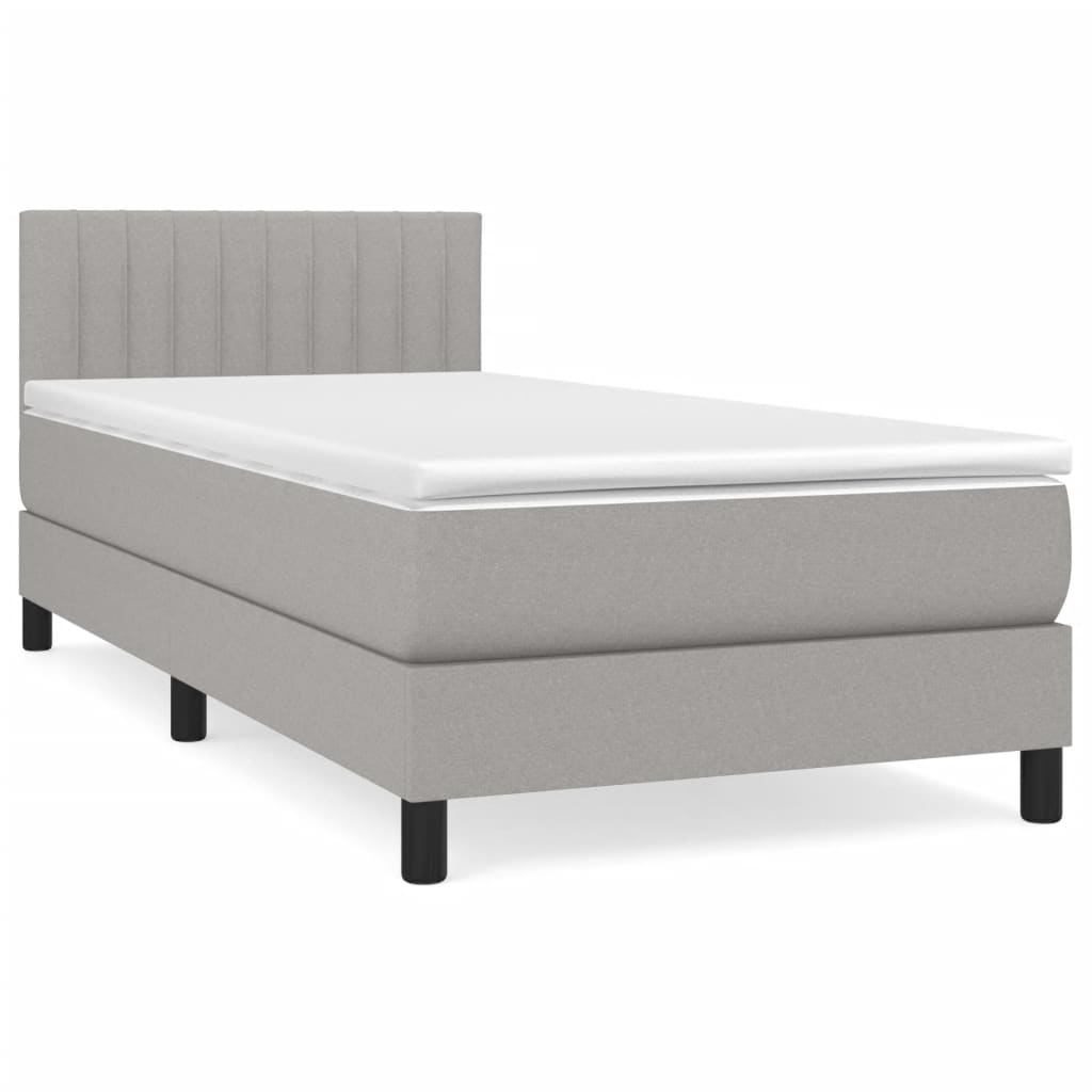 vidaXL Boxspring met matras stof lichtgrijs 100x200 cm