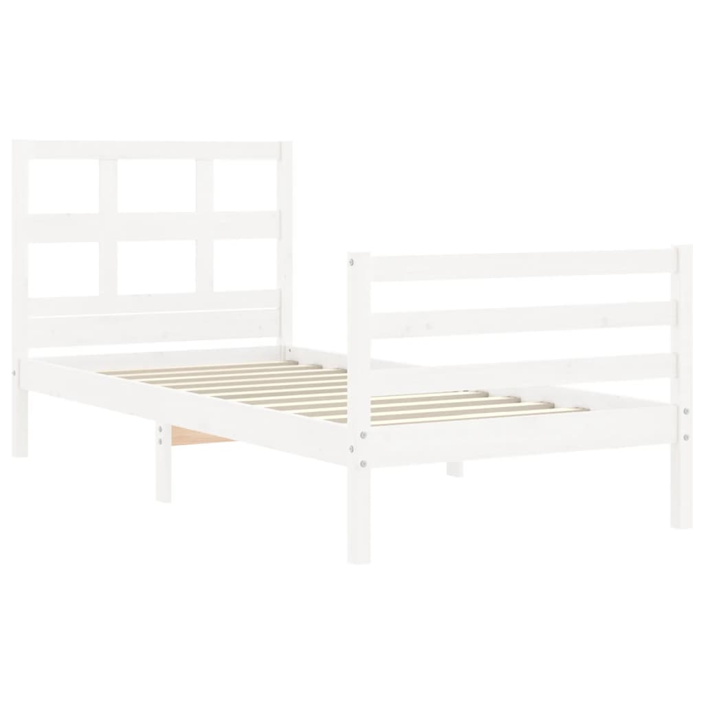 vidaXL Bedframe met hoofdbord massief hout wit