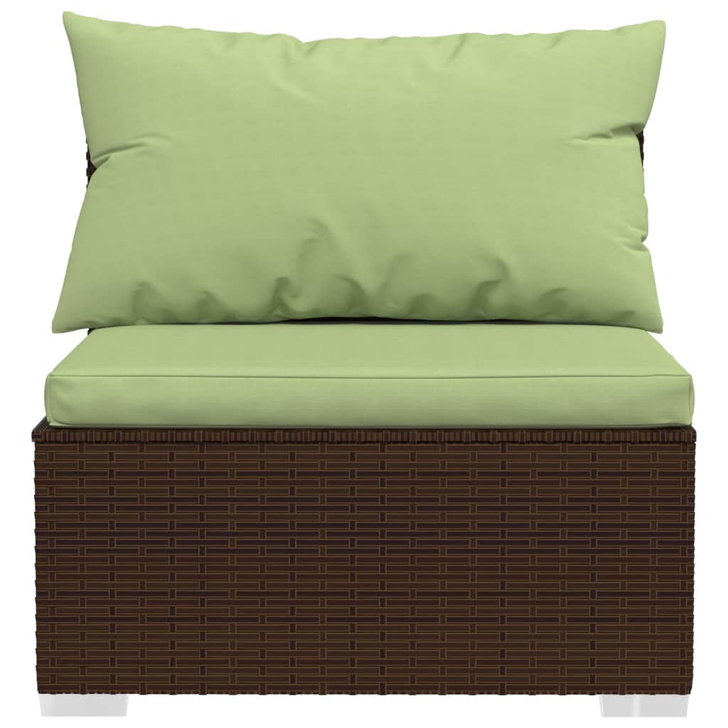 vidaXL 7-delige Loungeset met kussens poly rattan bruin