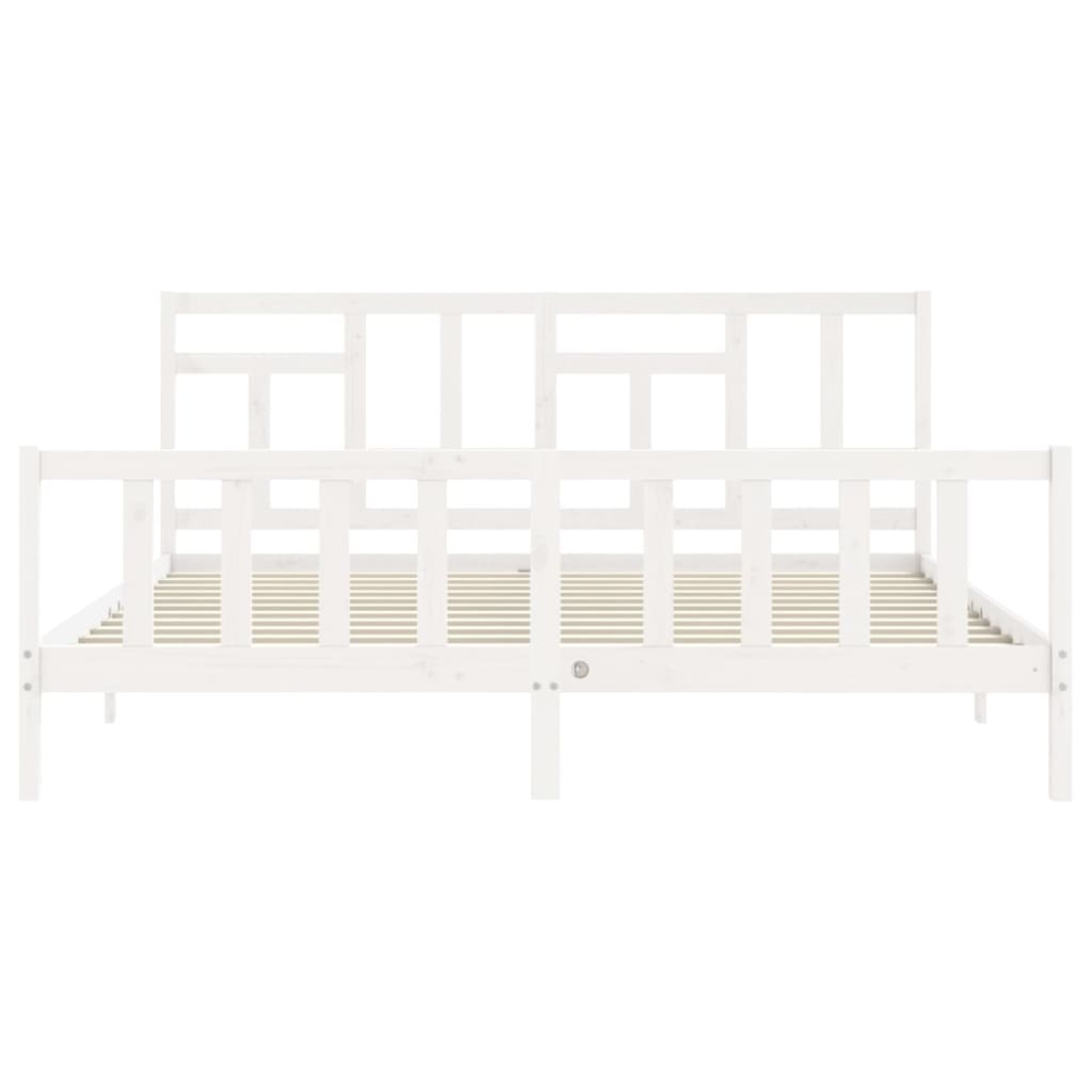 vidaXL Bedframe met hoofdbord massief hout wit 200x200 cm