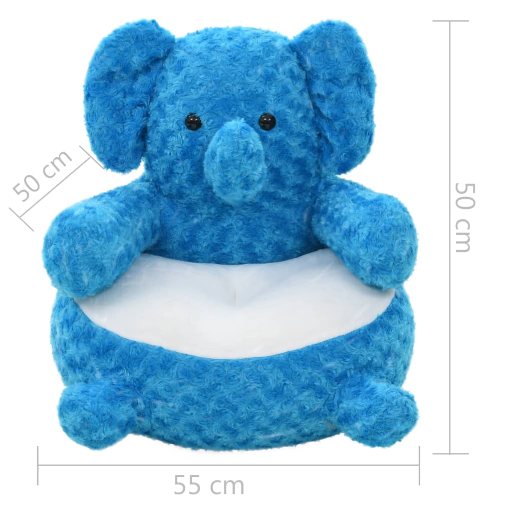 vidaXL Knuffel olifant pluche blauw