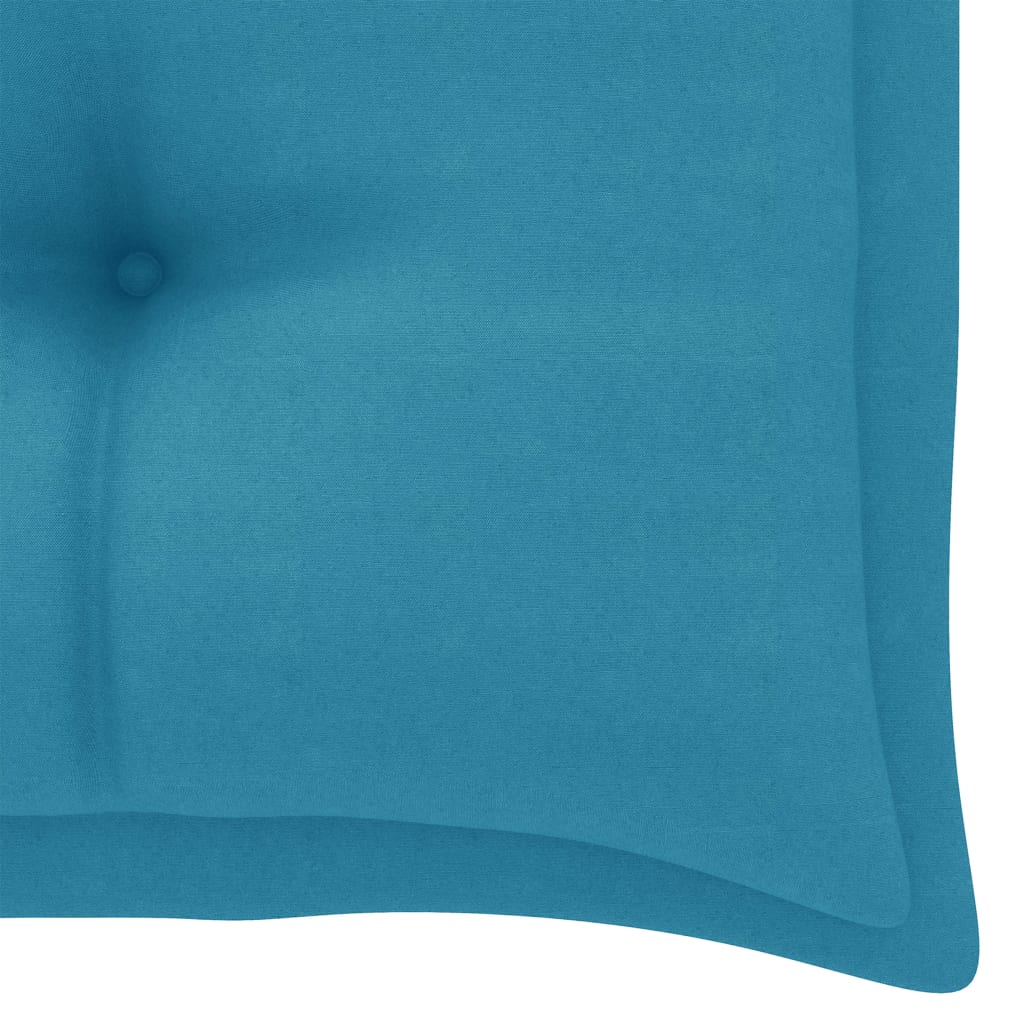 vidaXL Tuinbank met lichtblauw kussen 112 cm massief teakhout