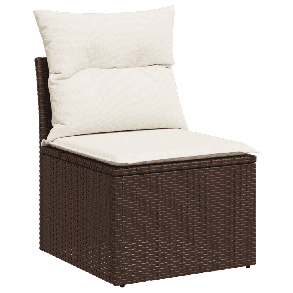 vidaXL 3-delige Loungeset met kussens poly rattan bruin