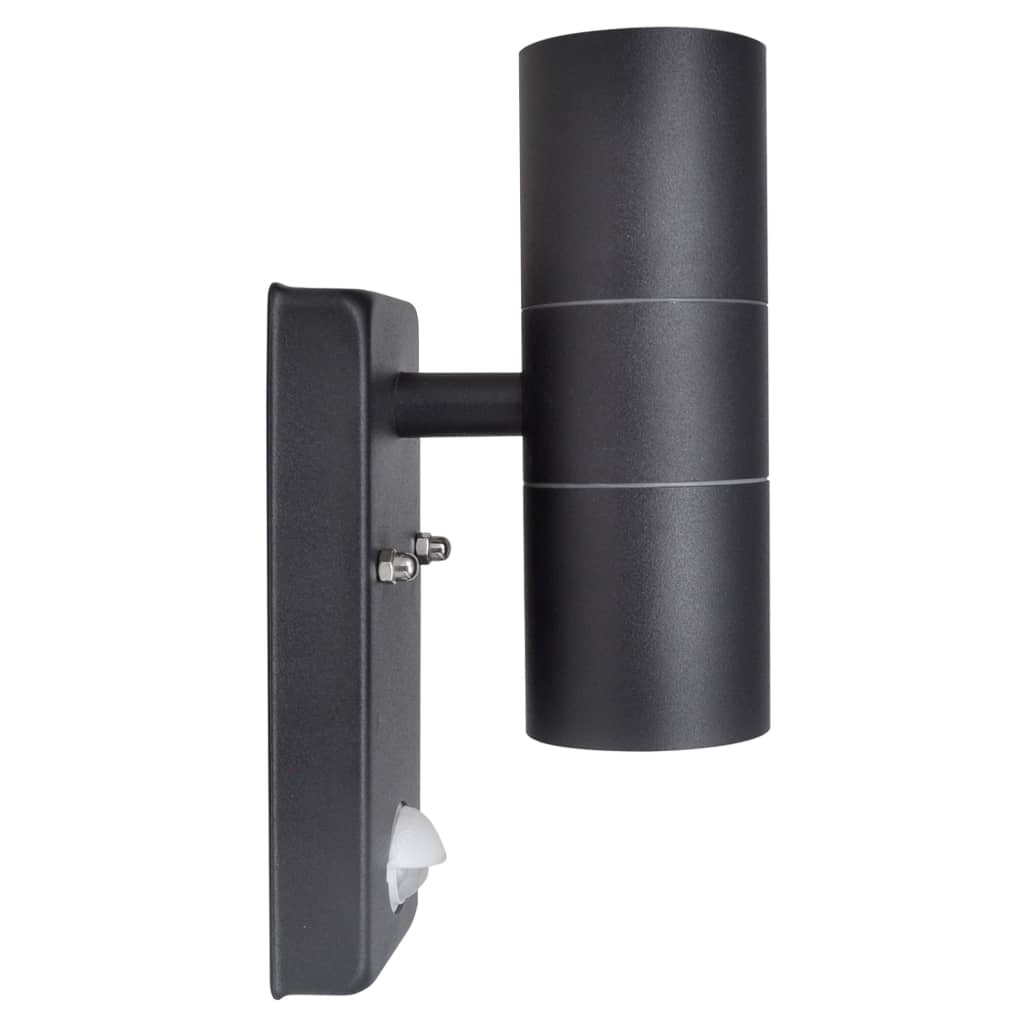 Wandlamp met sensor LED cilindervormig RVS zwart