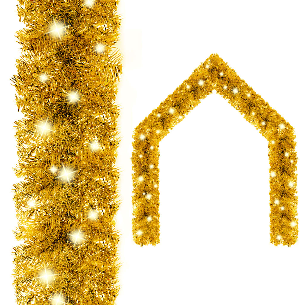 vidaXL Kerstslinger met LED-lampjes 20 m goudkleurig