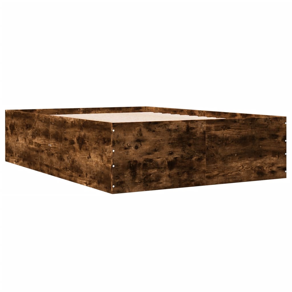 vidaXL Bedframe bewerkt hout gerookt eikenkleurig 120x200 cm