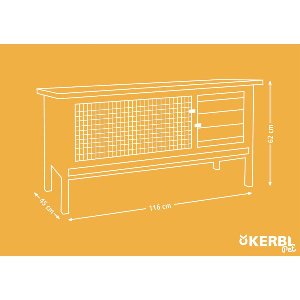 Kerbl Konijnenhok Alfred 116x45x62 cm geglazuurd hout