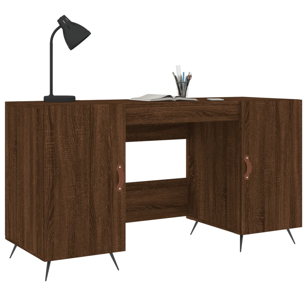 vidaXL Bureau 140x50x75 cm bewerkt hout bruin eikenkleur