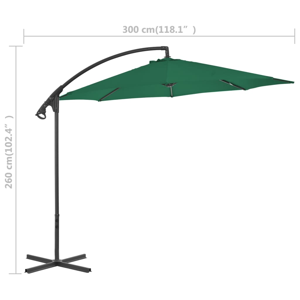 vidaXL Zweefparasol met stalen paal 300 cm groen