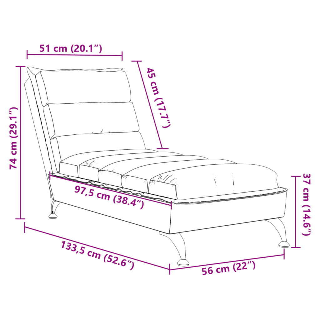 vidaXL Chaise longue met kussens stof donkergrijs