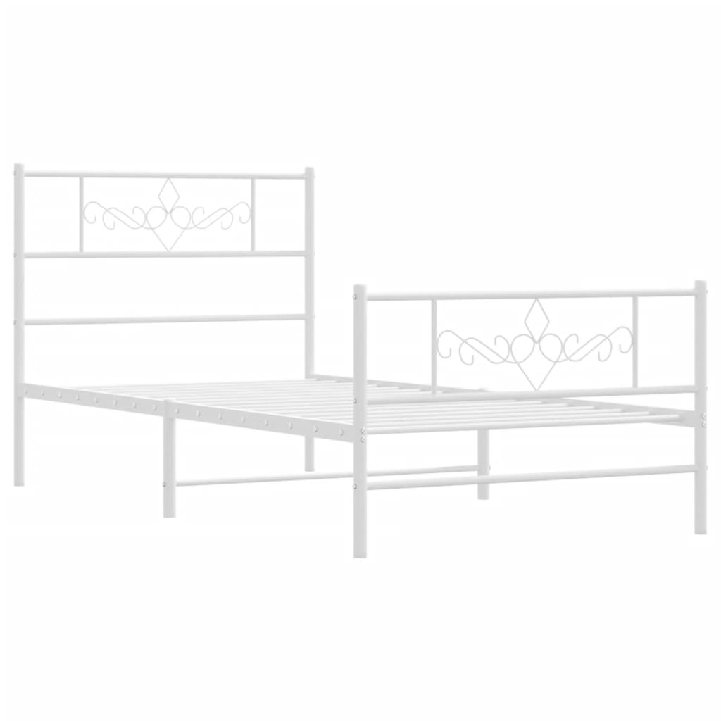 vidaXL Bedframe met hoofd- en voeteneinde metaal wit 90x190 cm