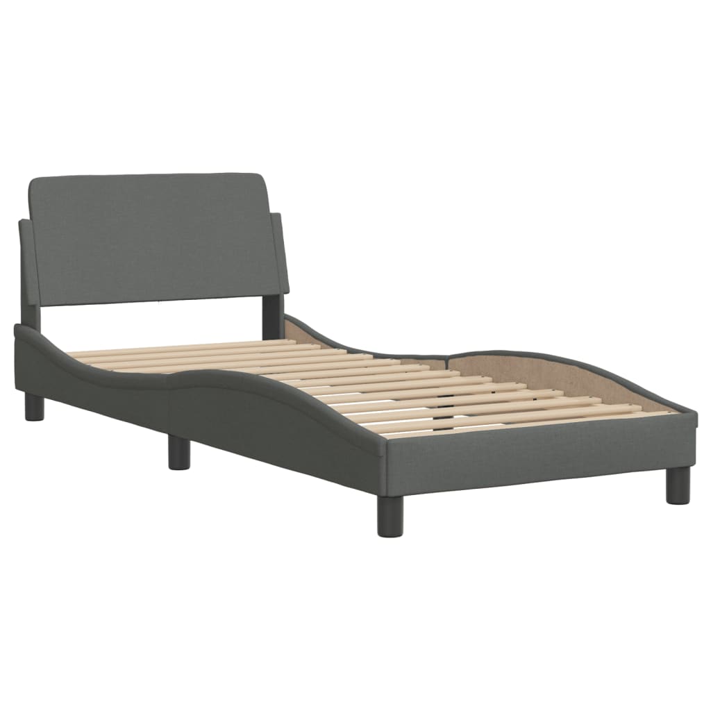 vidaXL Bed met matras stof donkergrijs 90x190 cm