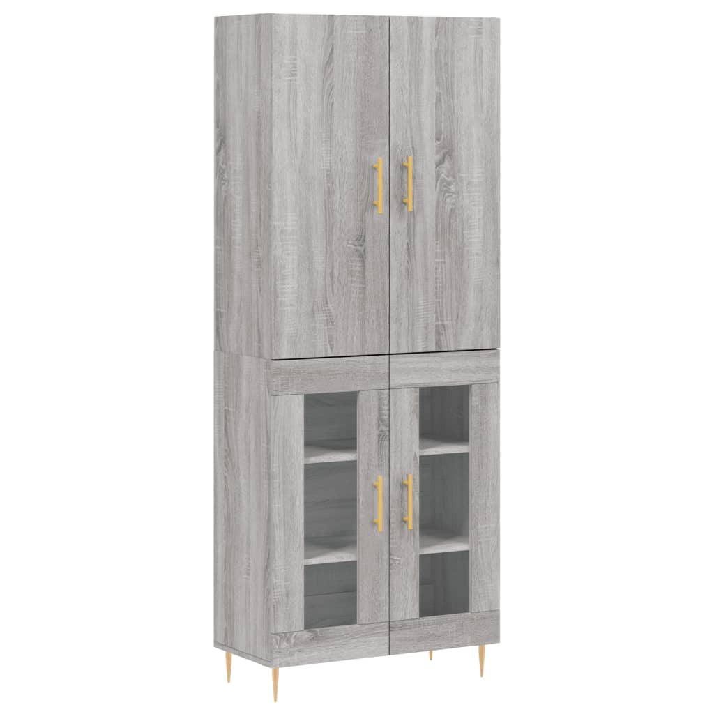 vidaXL Hoge kast 69,5x34x180 cm bewerkt hout grijs sonoma eikenkleurig