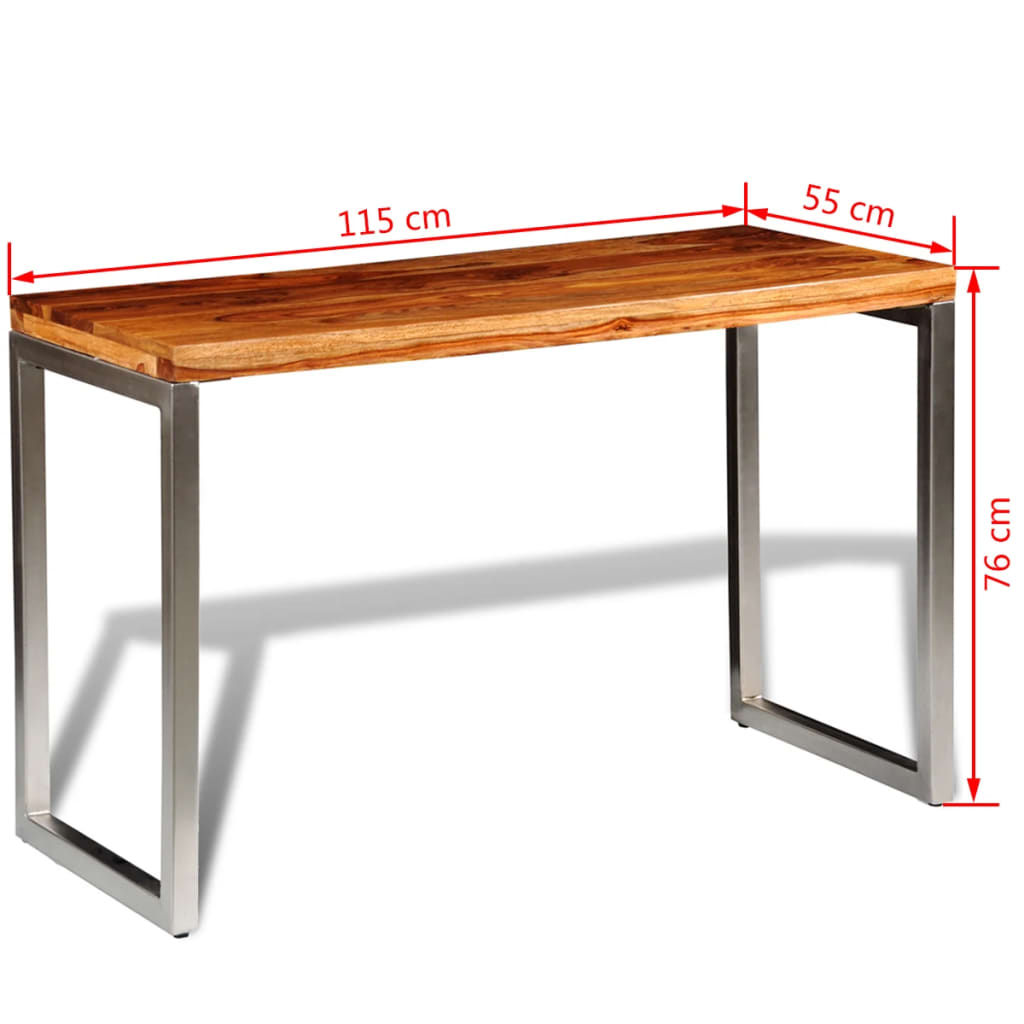 vidaXL Eettafel/bureau met stalen poten massief hout