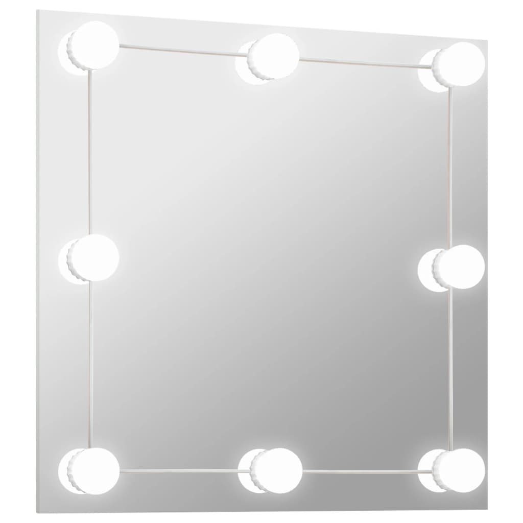 vidaXL Wandspiegel met LED-lampen vierkant glas