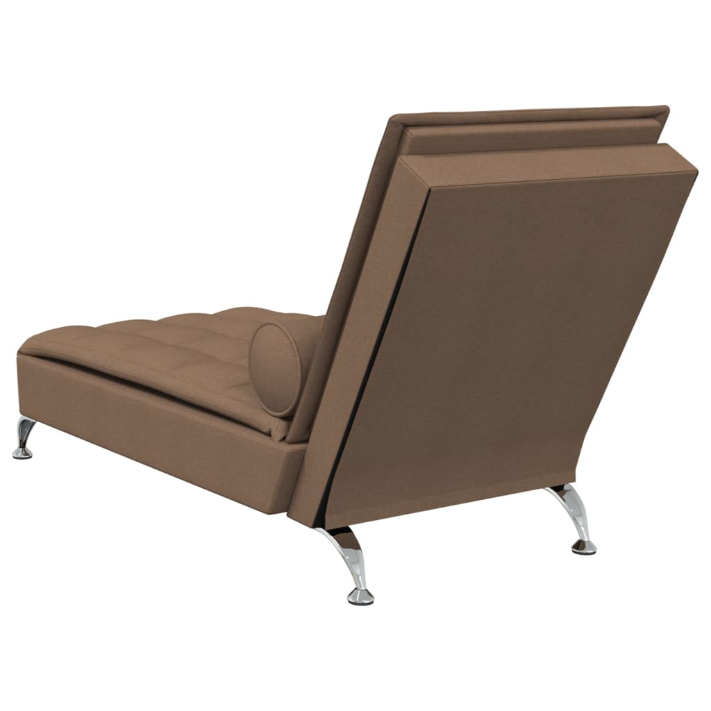 vidaXL Massage chaise longue met bolster stof bruin