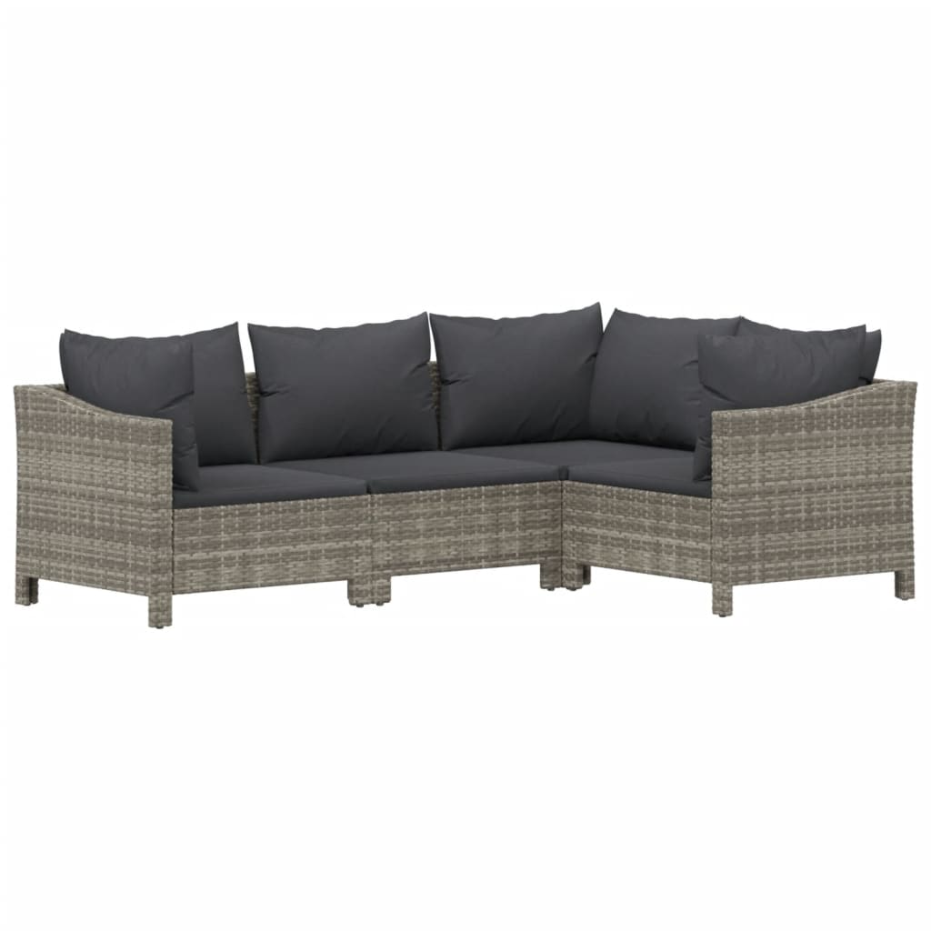 vidaXL 7-delige Loungeset met kussens poly rattan grijs