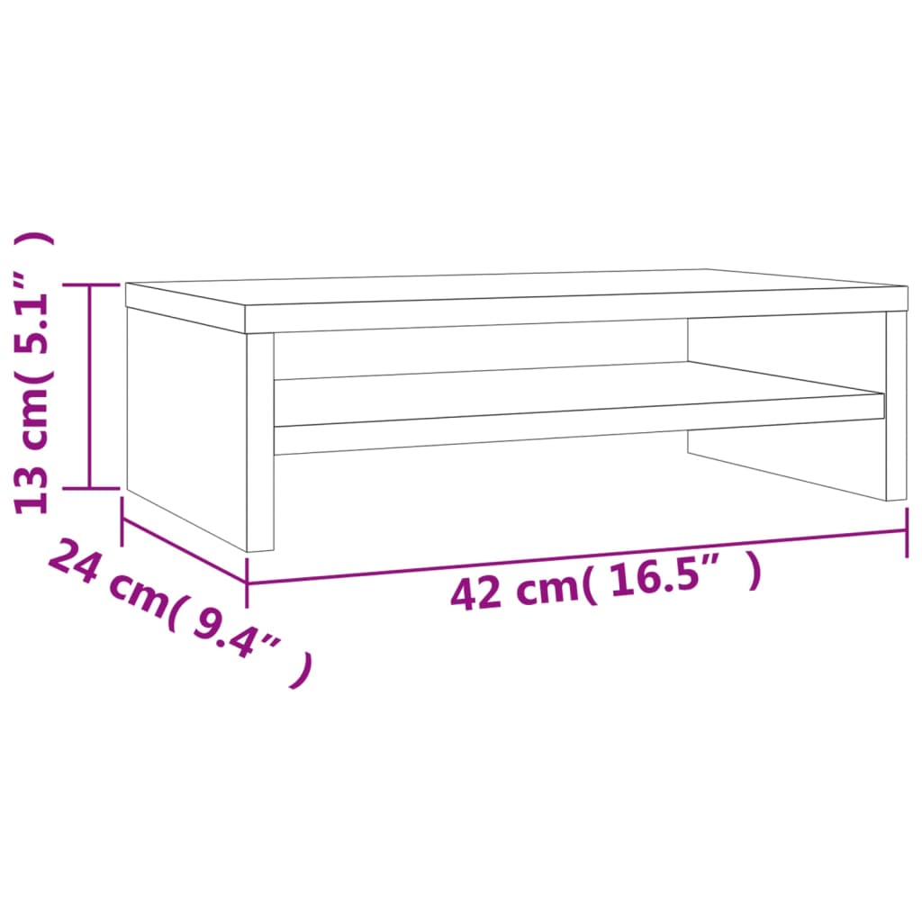 vidaXL Monitorstandaard 42x24x13 cm bewerkt hout bruin eikenkleur