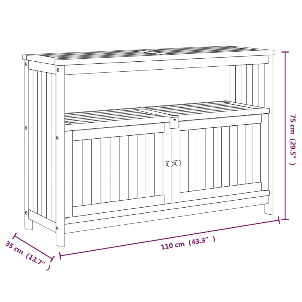 vidaXL Tuinwandtafel 110x35x75 cm massief acaciahout