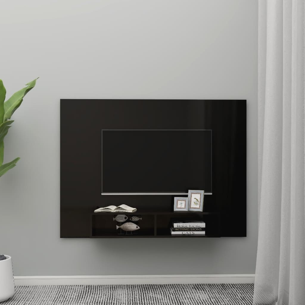 vidaXL Tv-wandmeubel 135x23,5x90 cm bewerkt hout hoogglans zwart