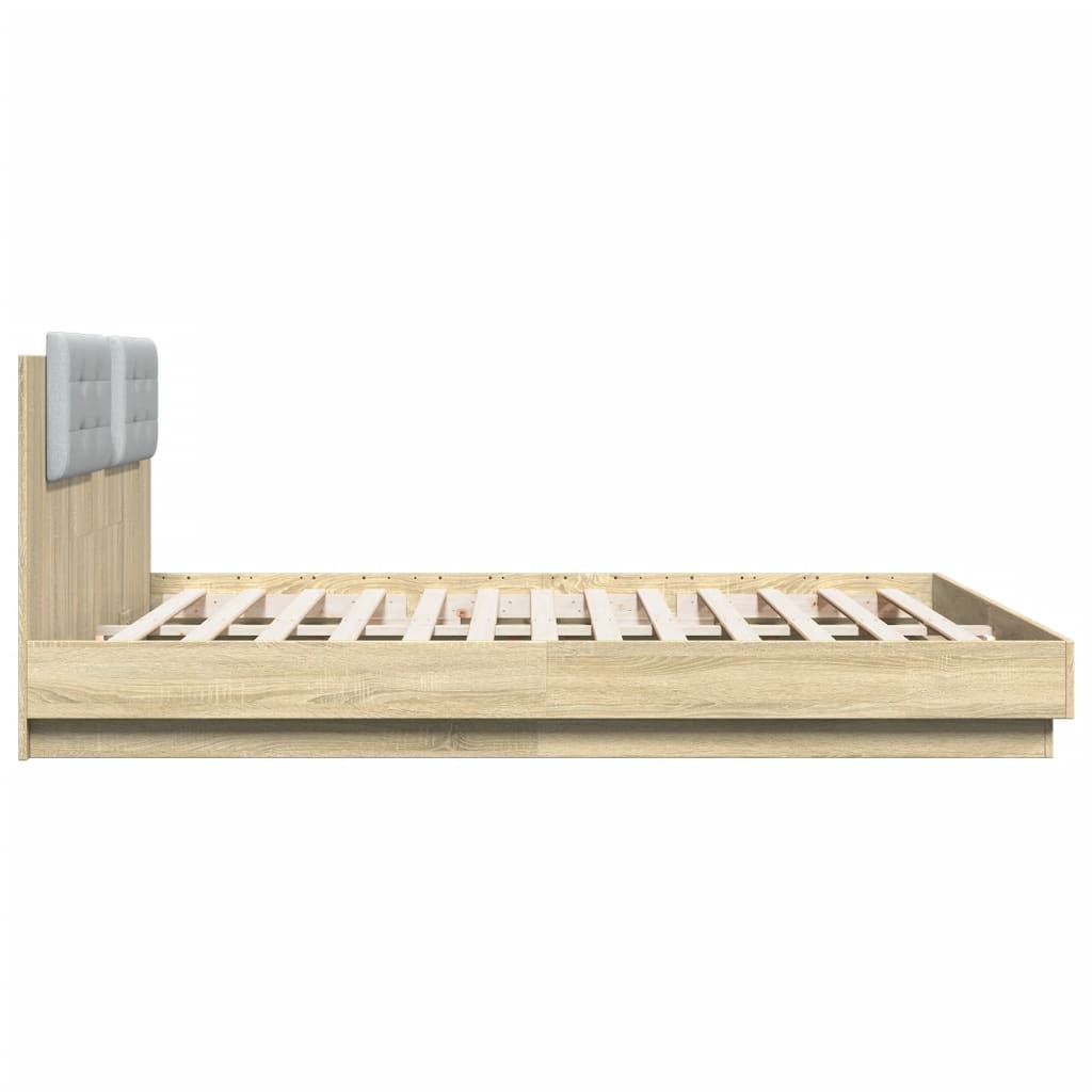 vidaXL Bedframe met hoofdeinde bewerkt hout sonoma eiken 180x200 cm