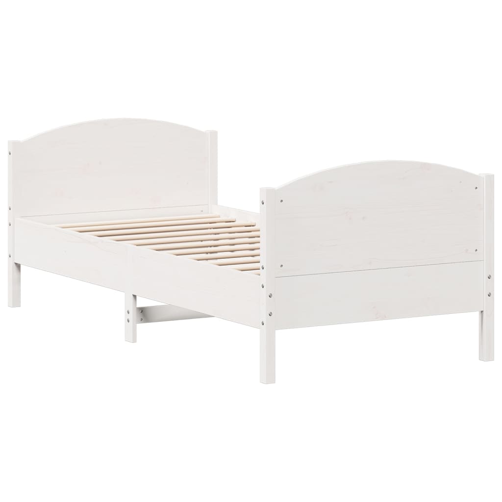 vidaXL Bedframe zonder matras massief grenenhout wit 70x140 cm