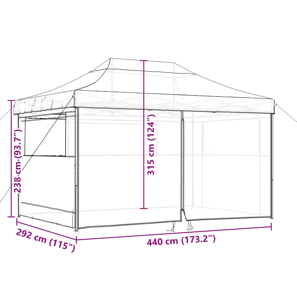 vidaXL Partytent inklapbaar pop-up met 4 zijwanden beige