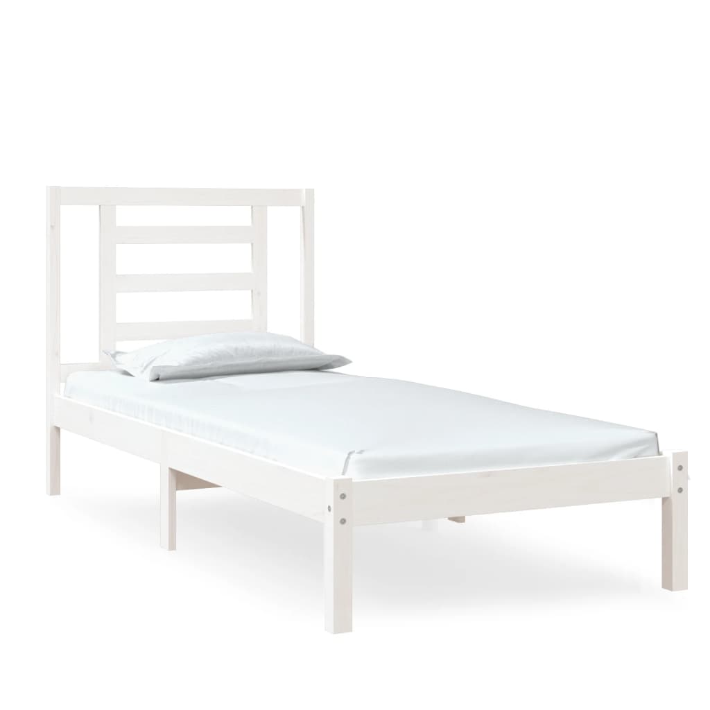 vidaXL Bedframe massief hout wit 75x190 cm