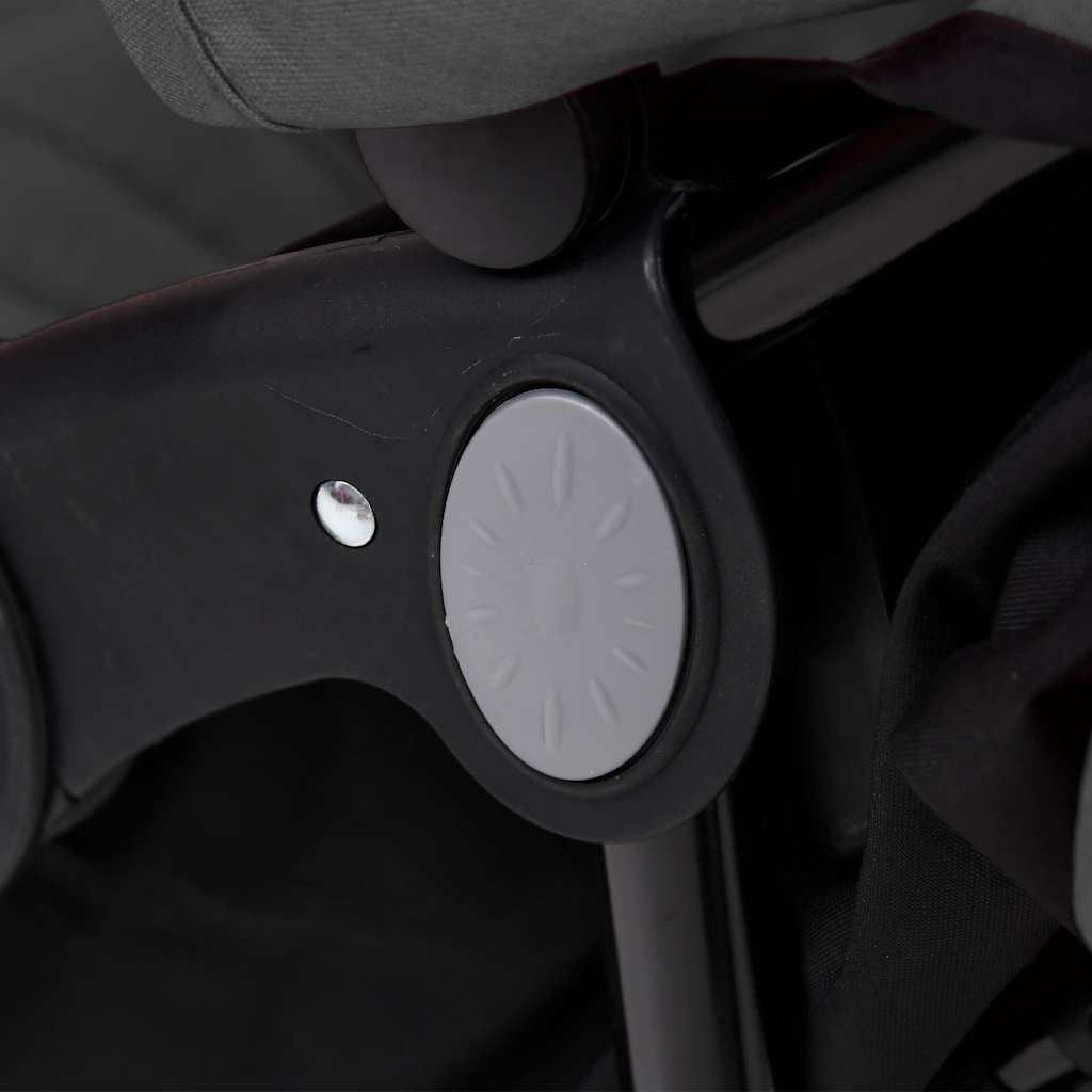 vidaXL Tweelingkinderwagen staal donkergrijs