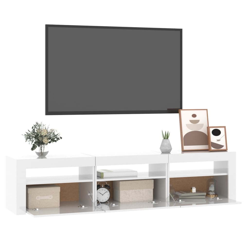 vidaXL Tv-meubel met LED-verlichting 180x35x40 cm hoogglans wit