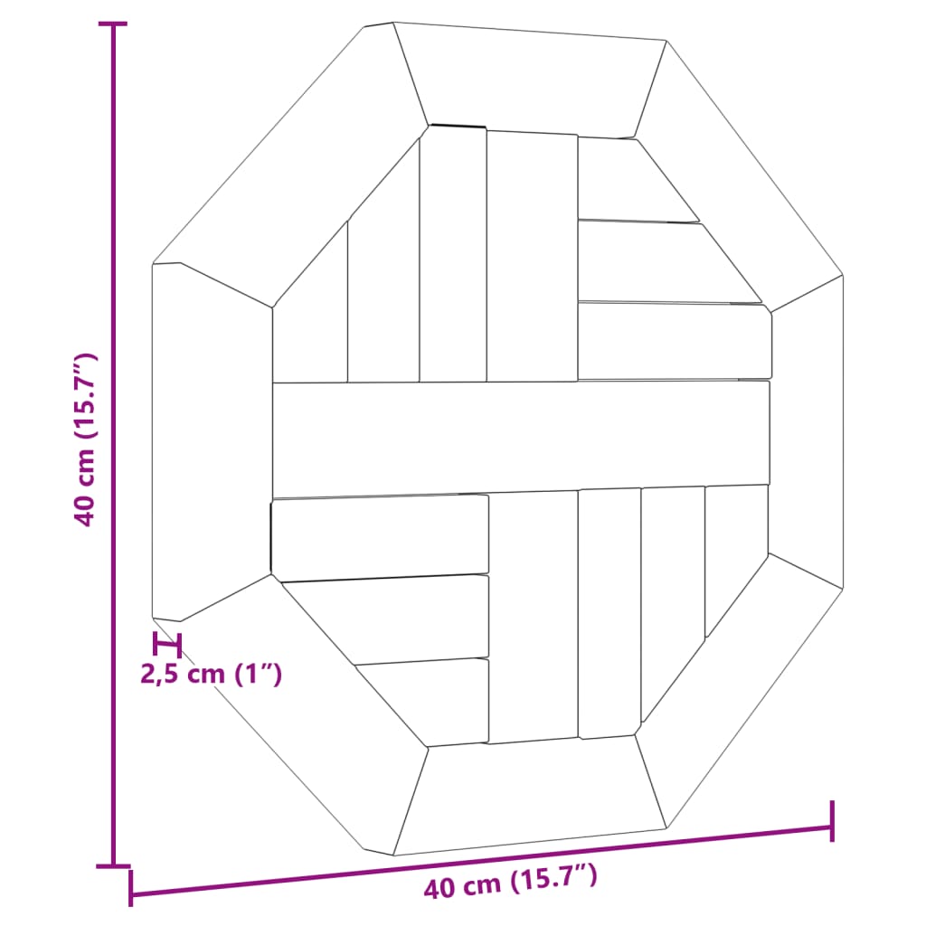 vidaXL Tafelblad achthoekig 40x40x2,5 cm massief teakhout