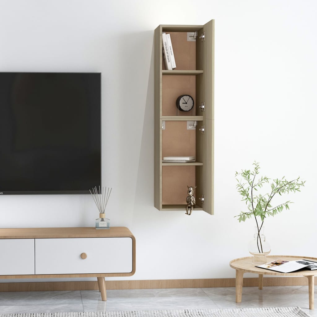 vidaXL Tv-meubels 2 st 30,5x30x60 cm bewerkt hout sonoma eikenkleurig