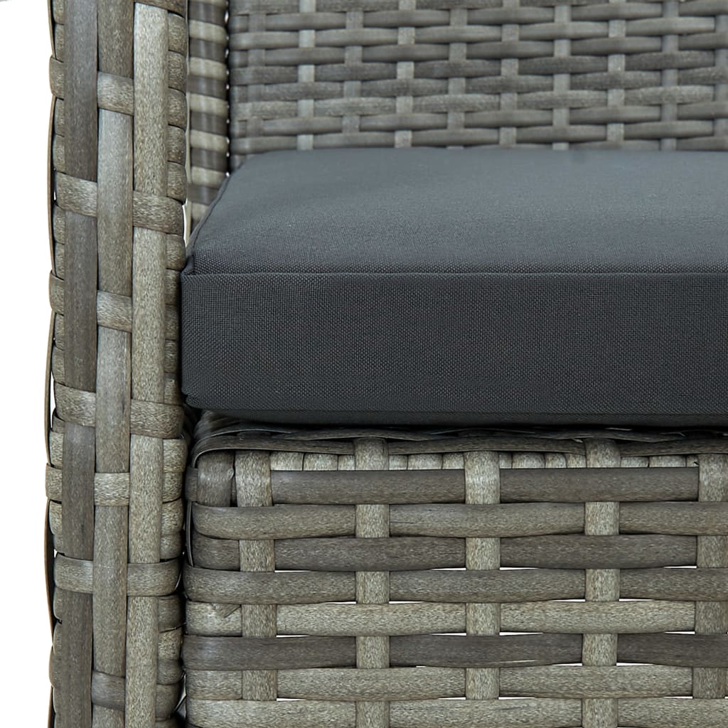 vidaXL 5-delige Loungeset met kussens poly rattan grijs