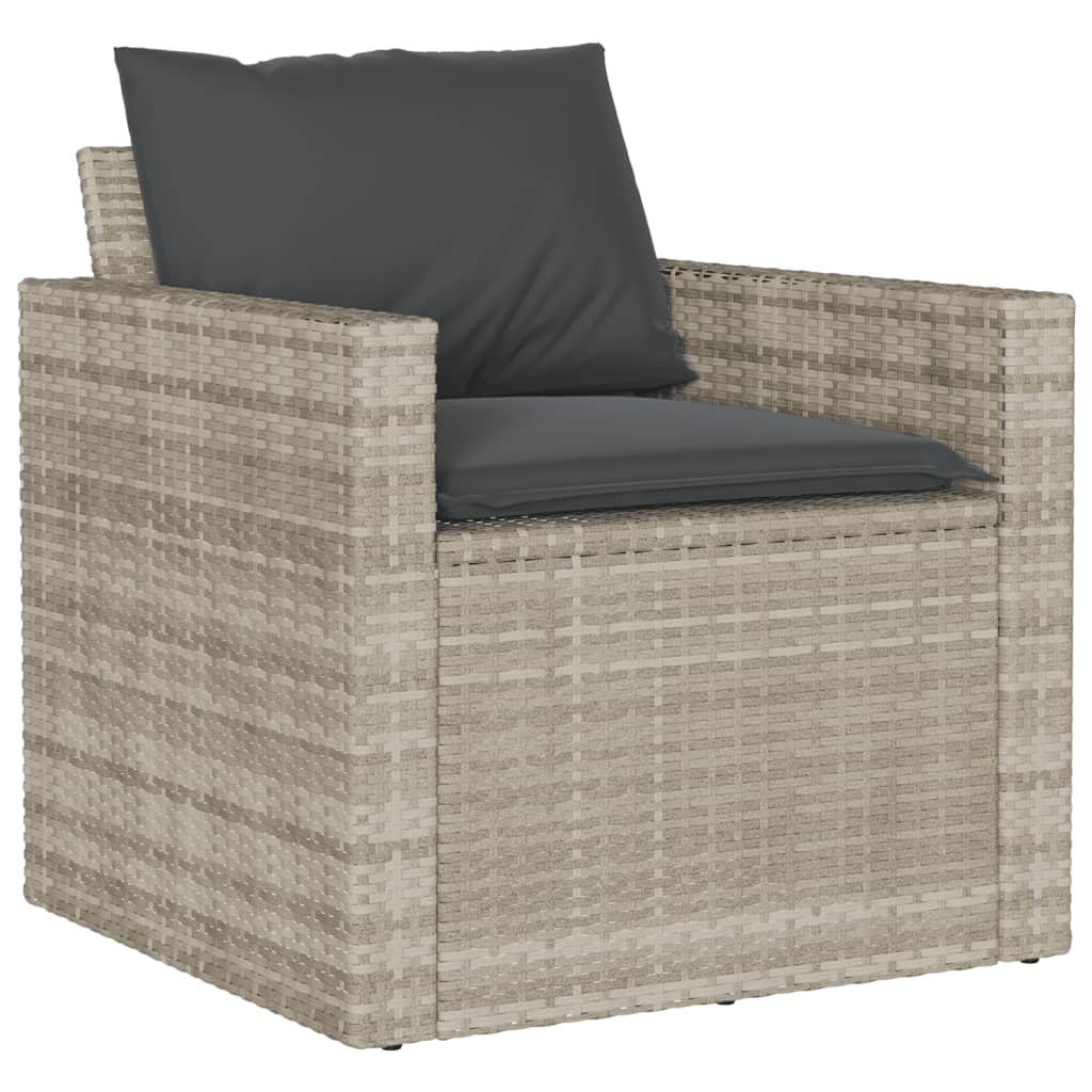 vidaXL 6-delige Loungeset met kussens poly rattan lichtgrijs