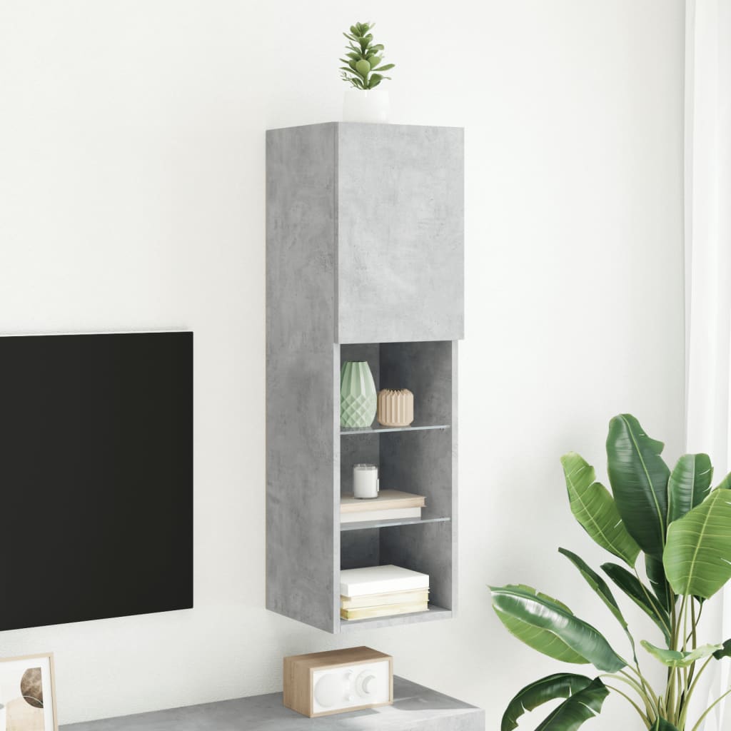 vidaXL Tv-meubel met LED-verlichting 30,5x30x102 cm betongrijs