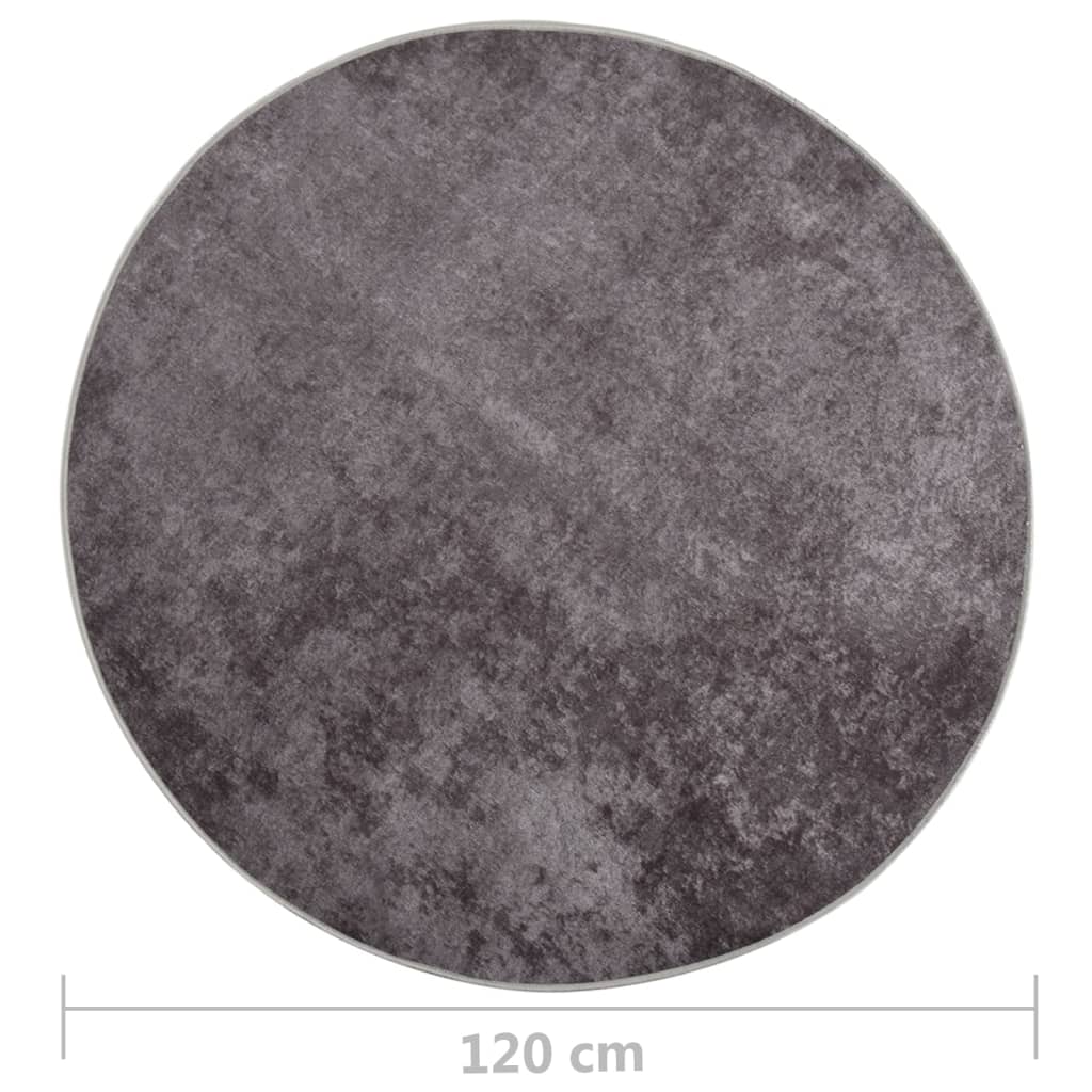 vidaXL Vloerkleed wasbaar anti-slip ø120 cm grijs
